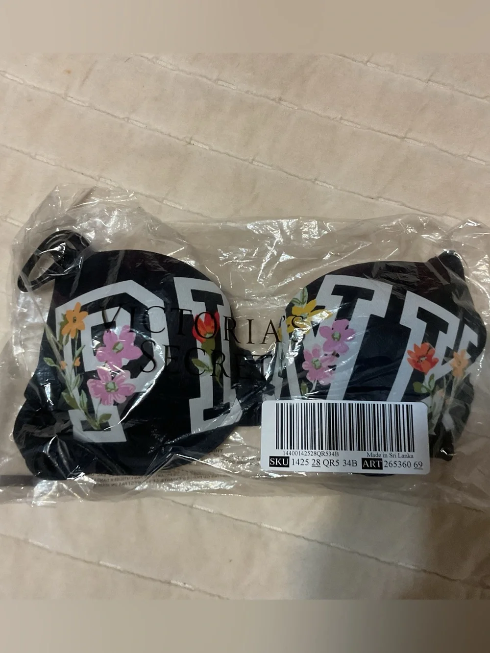 Pink Black Floral 2 size Add Push Up Bra 34B NWT